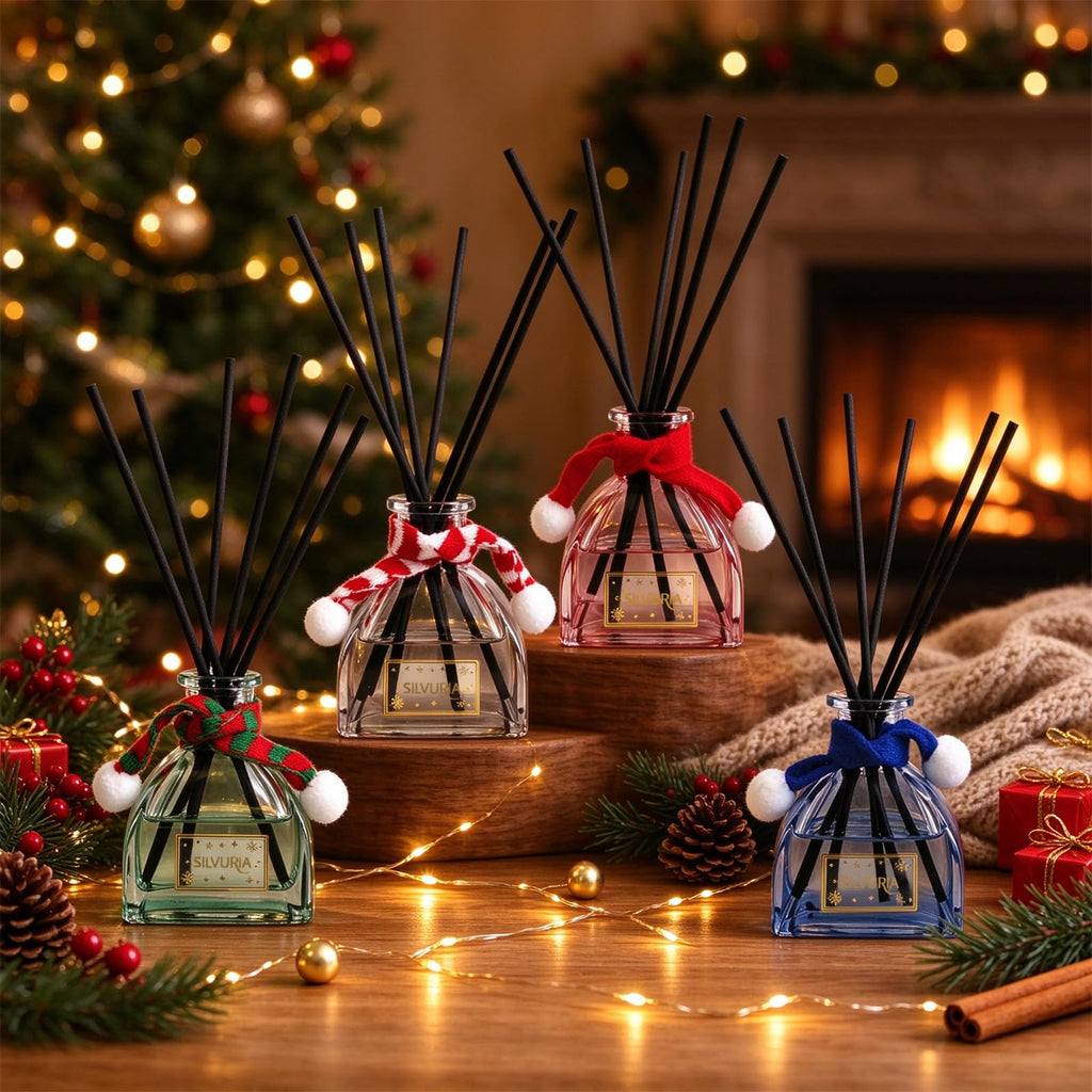 Christmas Reed Diffuser Set, Spiced Apple & Cinnamon, 3.38fl.oz