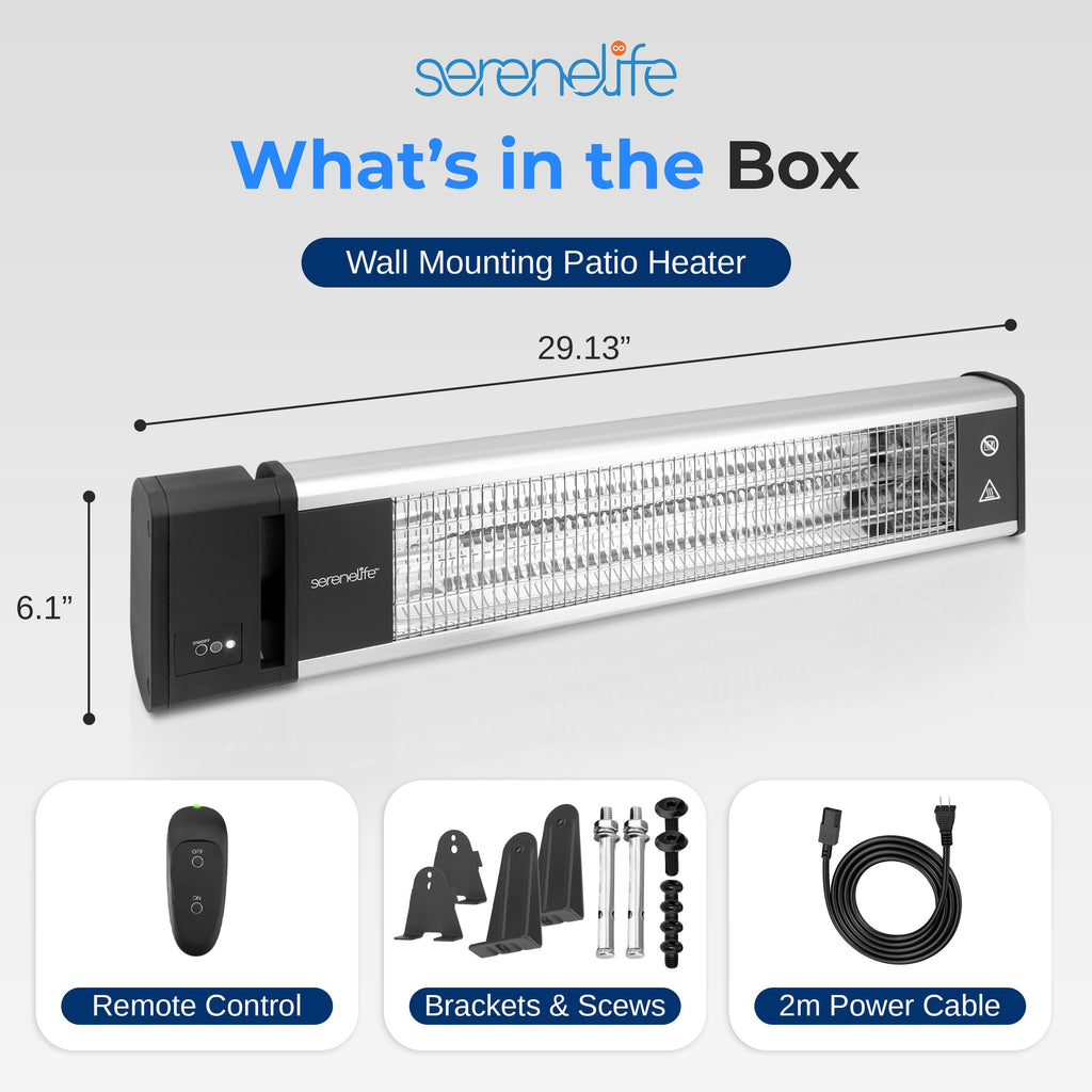 Portable Infrared Indoor and Outdoor Electric Space Heater with Remote, IP65 Approved, 1500 Watt Wall-Mounted Hanging