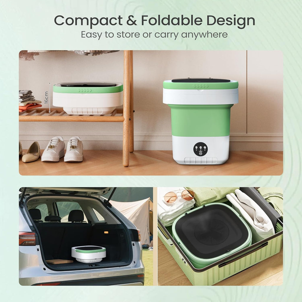 Portable Washing Machine - 16L Mini Foldable Washer with Spin Basket, Deep Cleaning for Small Clothes & 3 Cleaning