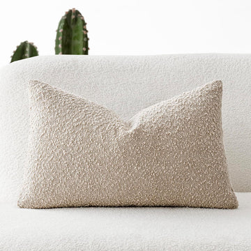 Textured Boucle Throw Pillow Covers Accent Solid Lumbar Pillow Cases Cozy Soft Decorative Couch Cushion Case for
