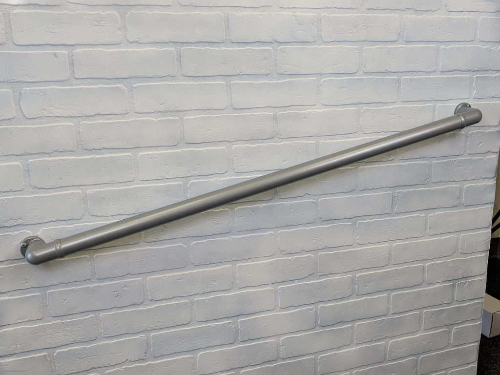 CHR 7' Handrail Section with Returns - Silver - USA Made Railing - Easy to Install Handrails for Outdoor & Indoor