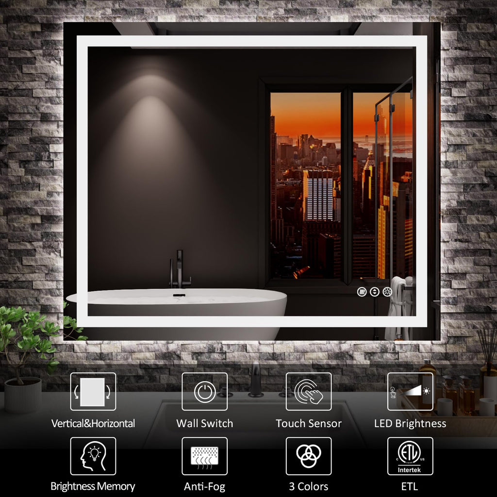 LED Mirror, 36"x30" with Front Light and Backlight
