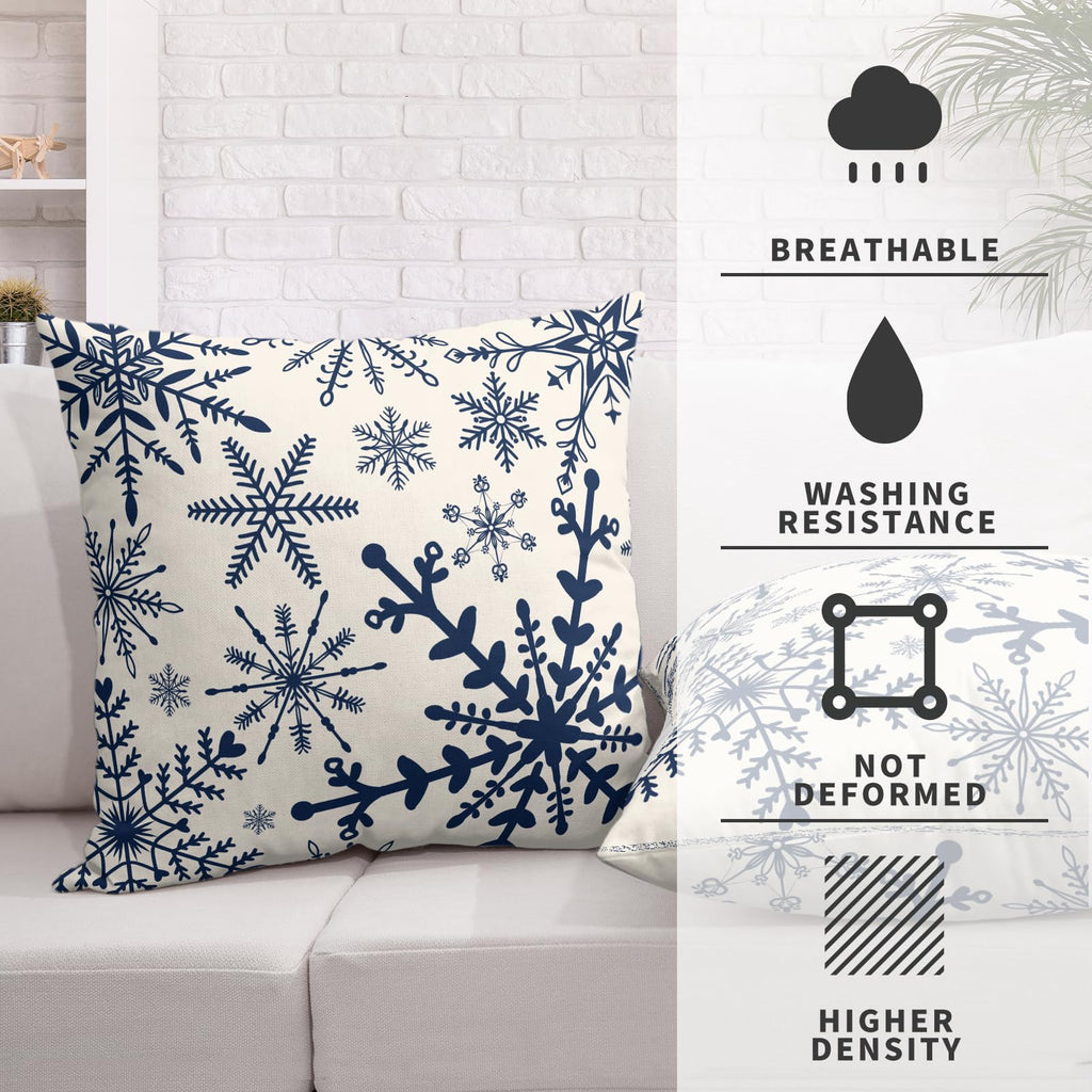 Winter Snowflake Pillow Covers 16x16 Set of 2 Christmas Home Decor