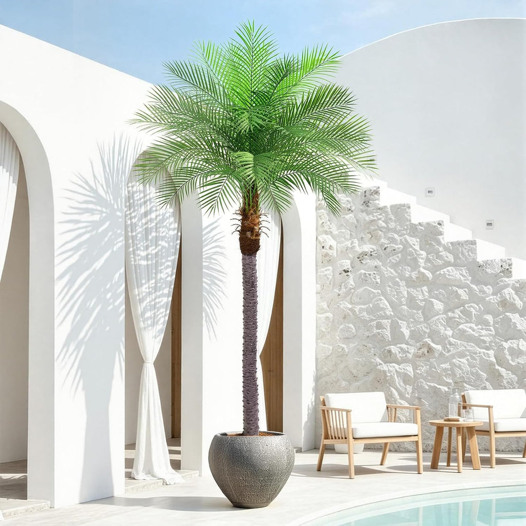 9ft Artificial Phoenix Palm Tree, Faux Coconut Silk Tropical Fake Palm Plant for Indoor Outdoor Home Office Patio