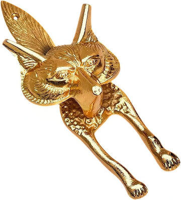 Decorative Gold Fox Head Door Knocker - Solid Brass Animal Front Door Hardware for Home, Cottage & Cabin Entry