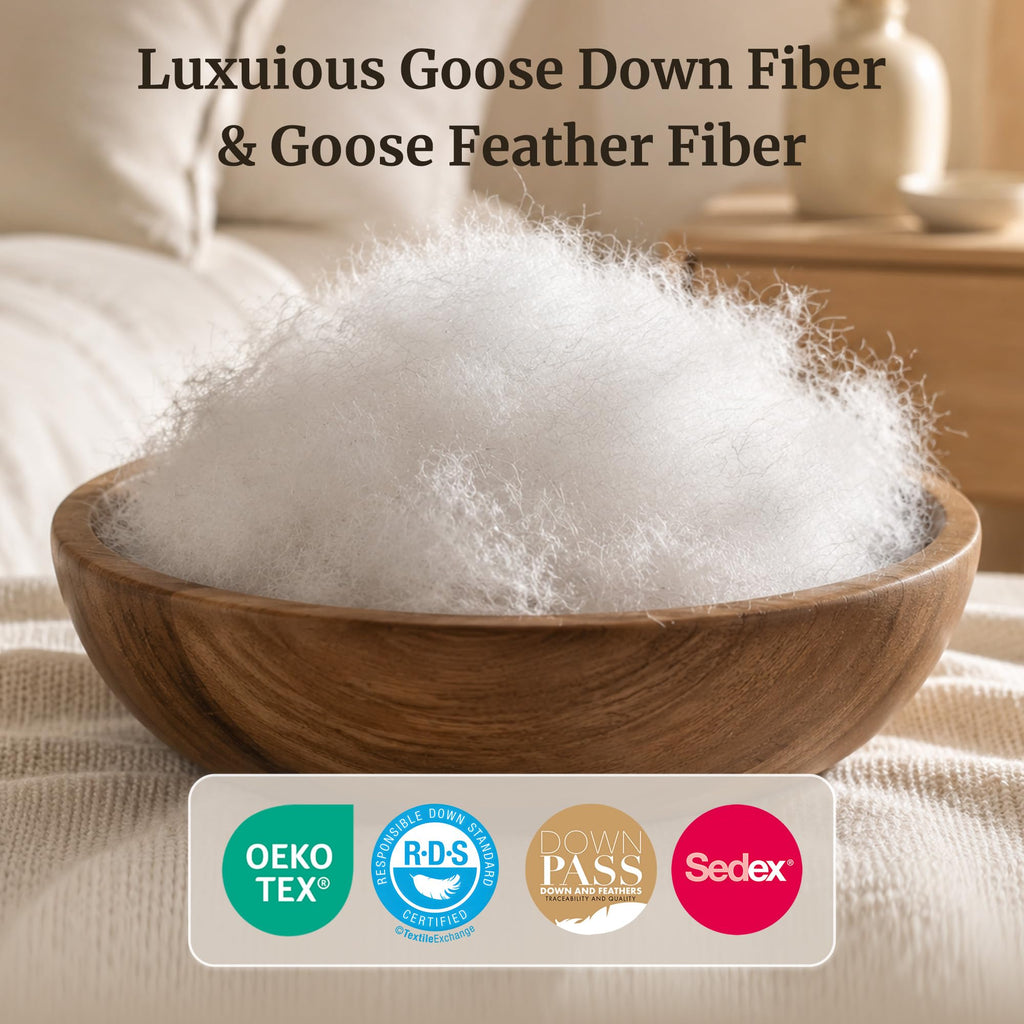 Luxury White Goose Feathers Down Fiber Comforter Duvet Insert