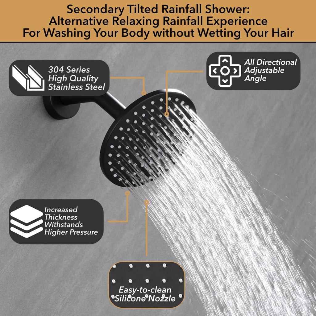 Thermostatic Shower Faucet Set Matte Black Shower System