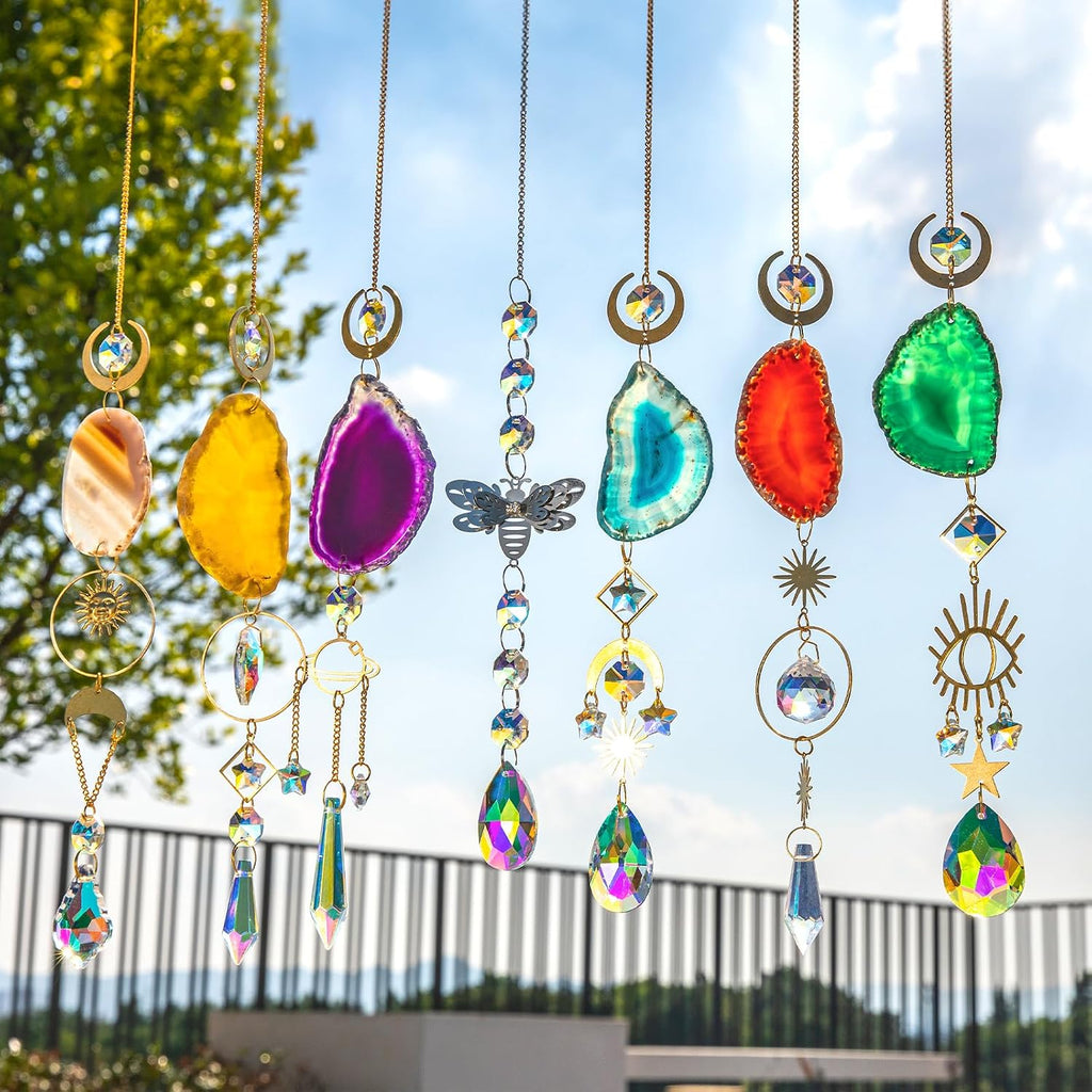 Crystal Suncatcher, Hanging Suncatchers with Crystals Light, 7 PCS - Sun Catchers Indoor Window, Prism Pendants