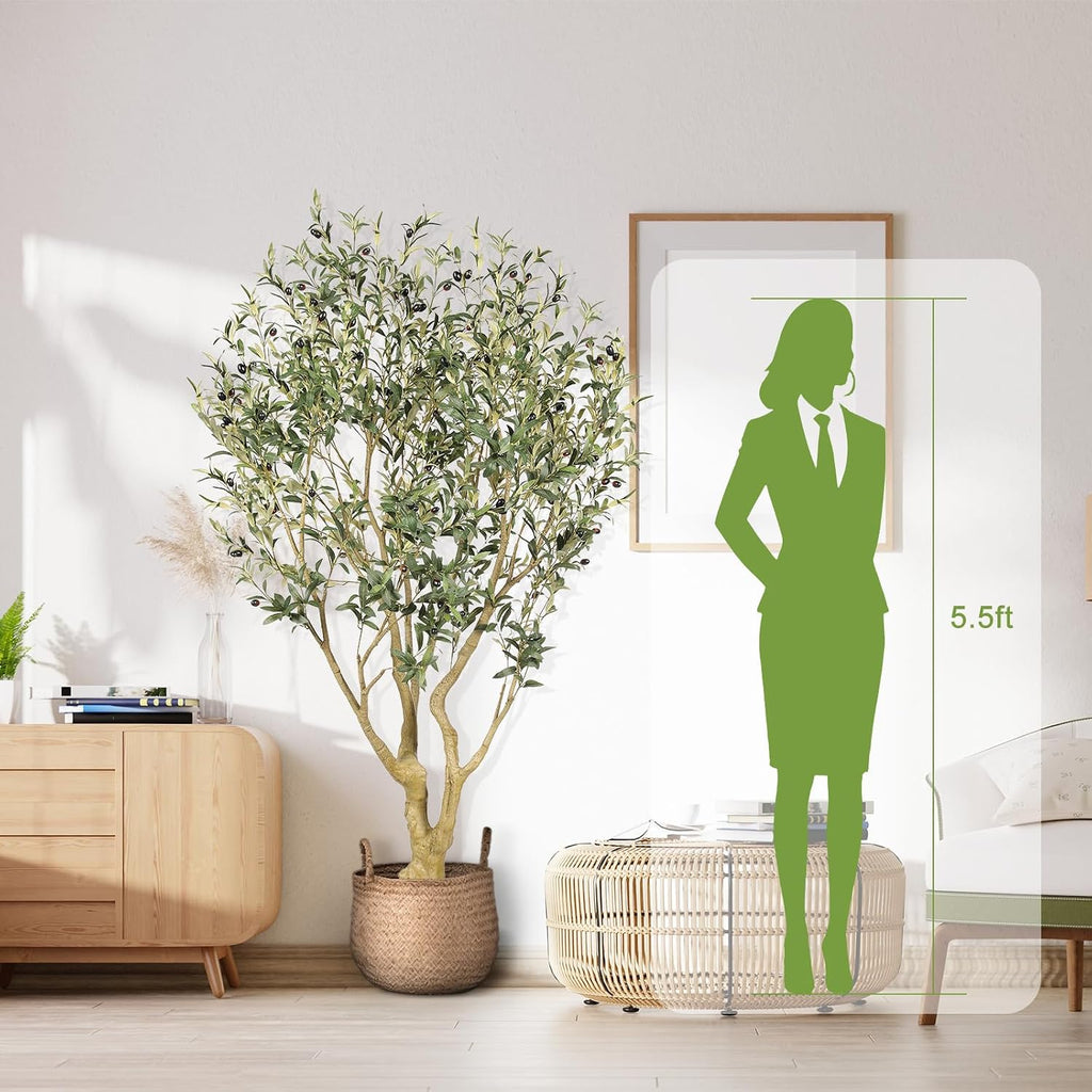 6ft Olive Tree Artificial Indoor with Thick Trunk & Realistic Leave