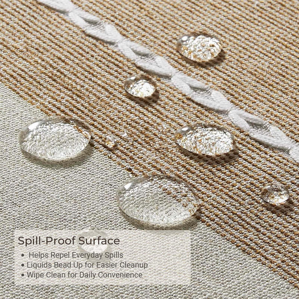Waterproof Outdoor Rectangular Tablecloth, Khaki Stripe, 55 x 86 Inch