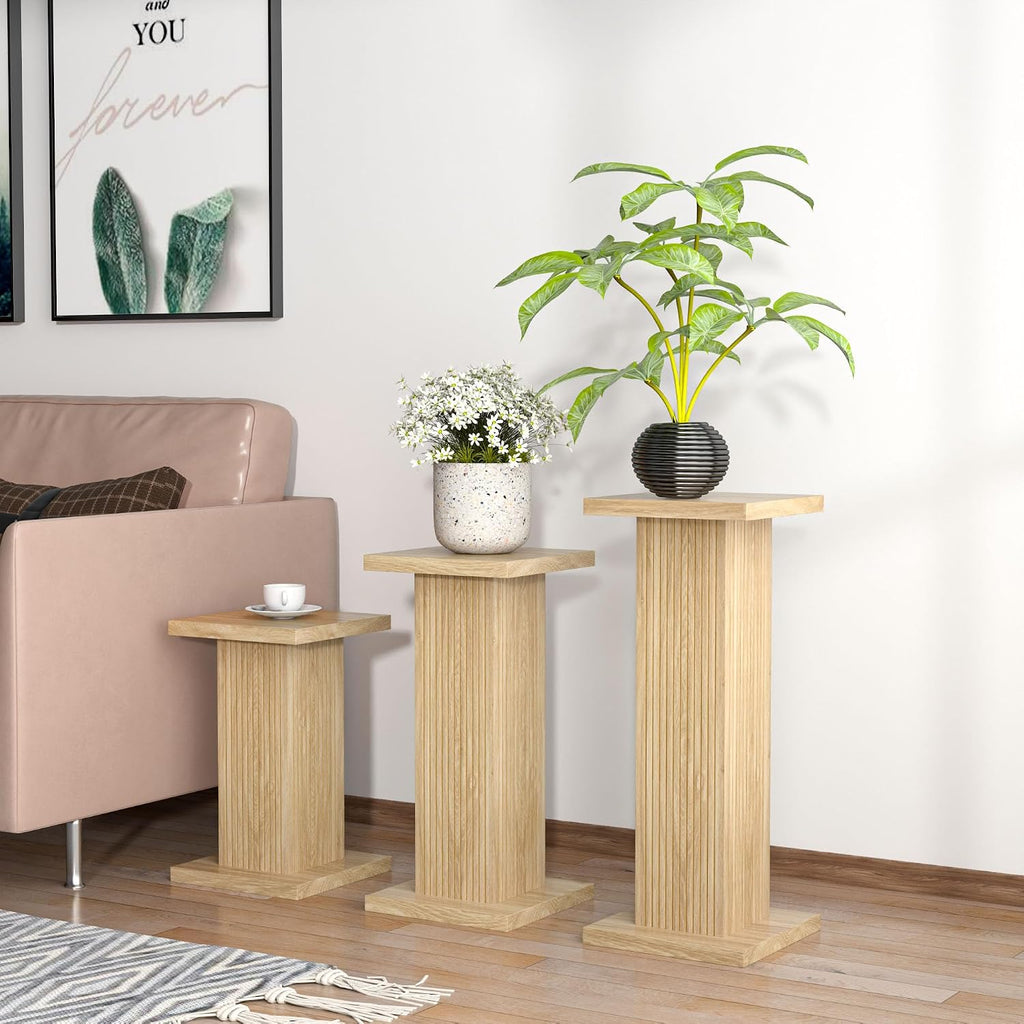 Tall Plant Stand for Indoor,set of 3 Corner Plant Stand for Multiple Plants | Wood Pedestal Stands Flower Party Cake