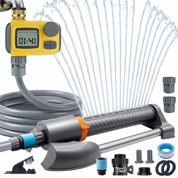 Oscillating Sprinkler with Smart Timer for Lawn and Garden Watering | Quick Setup, Covers up to 3000 Sq Ft, 33FT