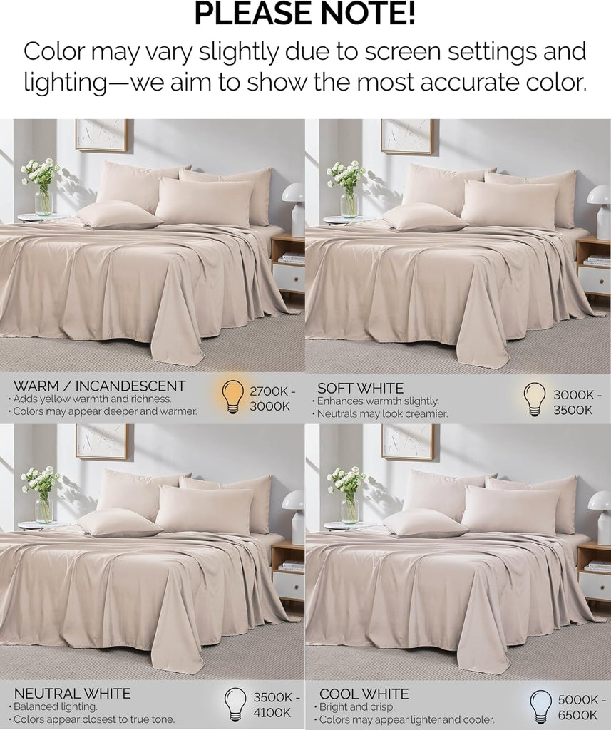 21 Inch Extra Deep Pocket King Sheet Set, 6 Piece King Bed Sheets Deep Pocket - 78"x80" Fitted, Wrinkle Resistant