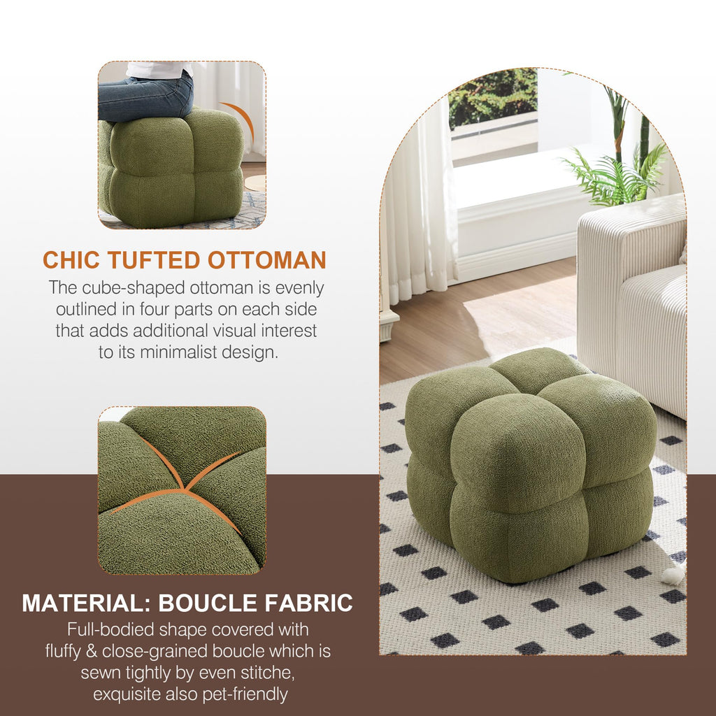 Square Pouf Ottomans Set of 2, Modern Vanity Chair