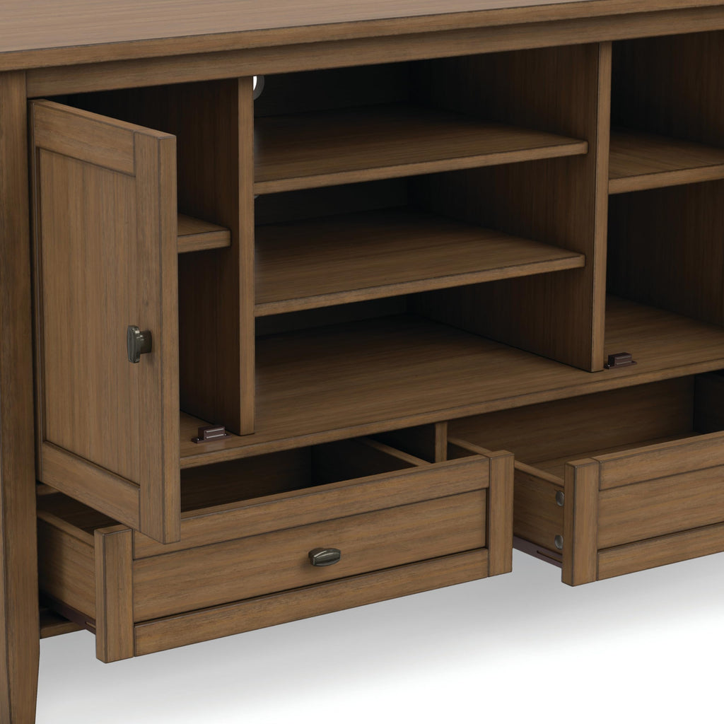 Warm Shaker 47" Wide Wood TV Stand in Rustic Natural Aged Brown
