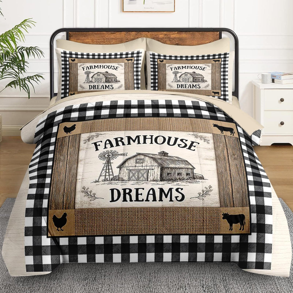 Comforter Set with Sheets, 7 Pieces Farmhouse Rustic Bedding