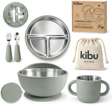 304 Stainless Steel Baby Feeding Set, Green