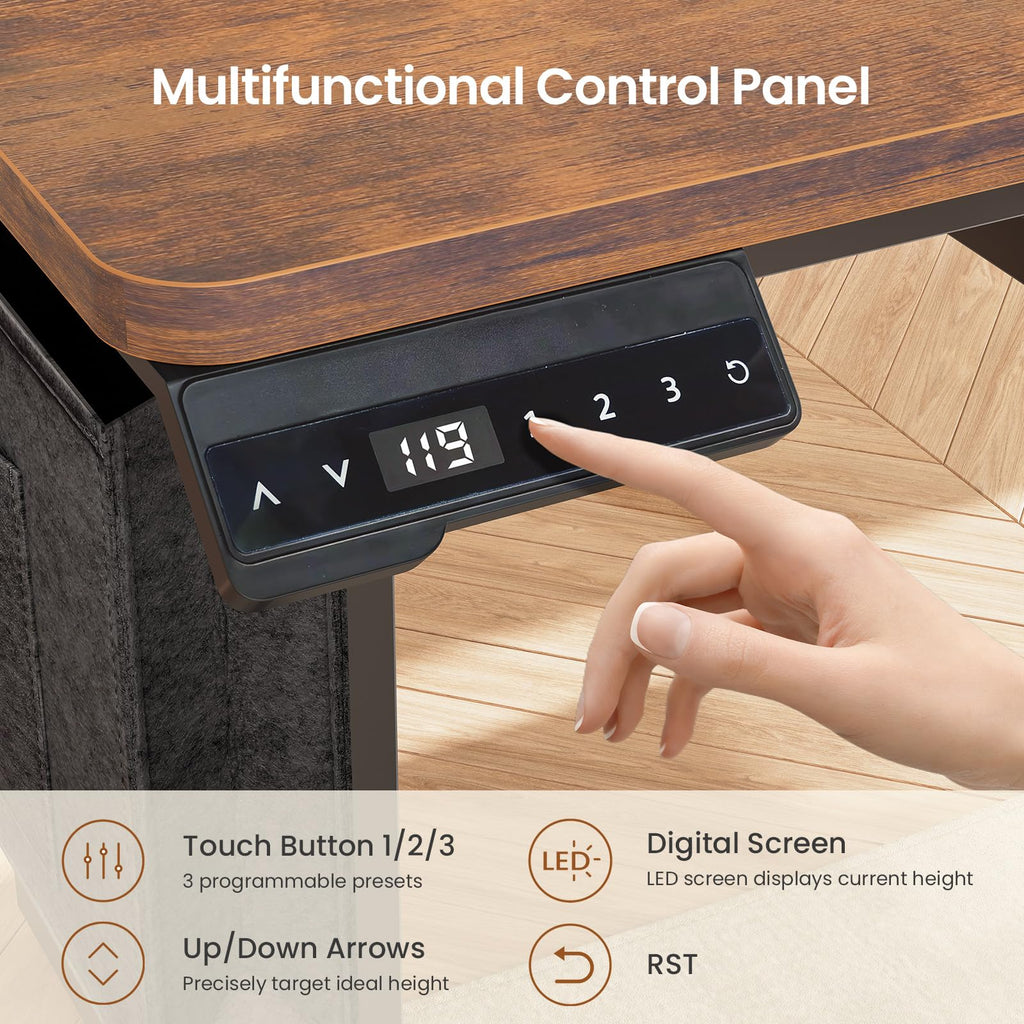 L Shaped Standing Desk with File Cabinet, 3 Drawers, Power Outlet