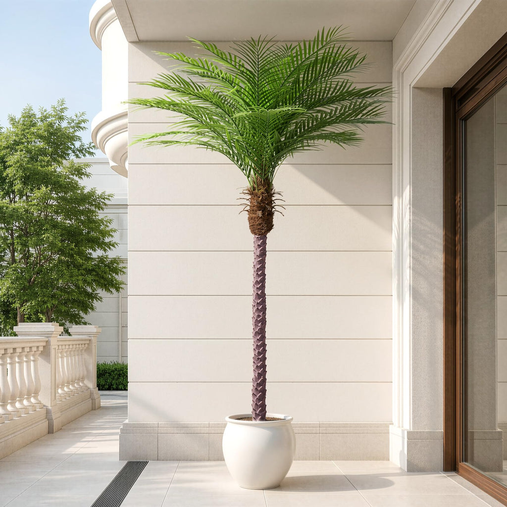 10ft Artificial Phoenix Palm Tree Tall Artificial Palm Trees with 27 Adjustable Leaves, Faux Phoenix Palm Plants for