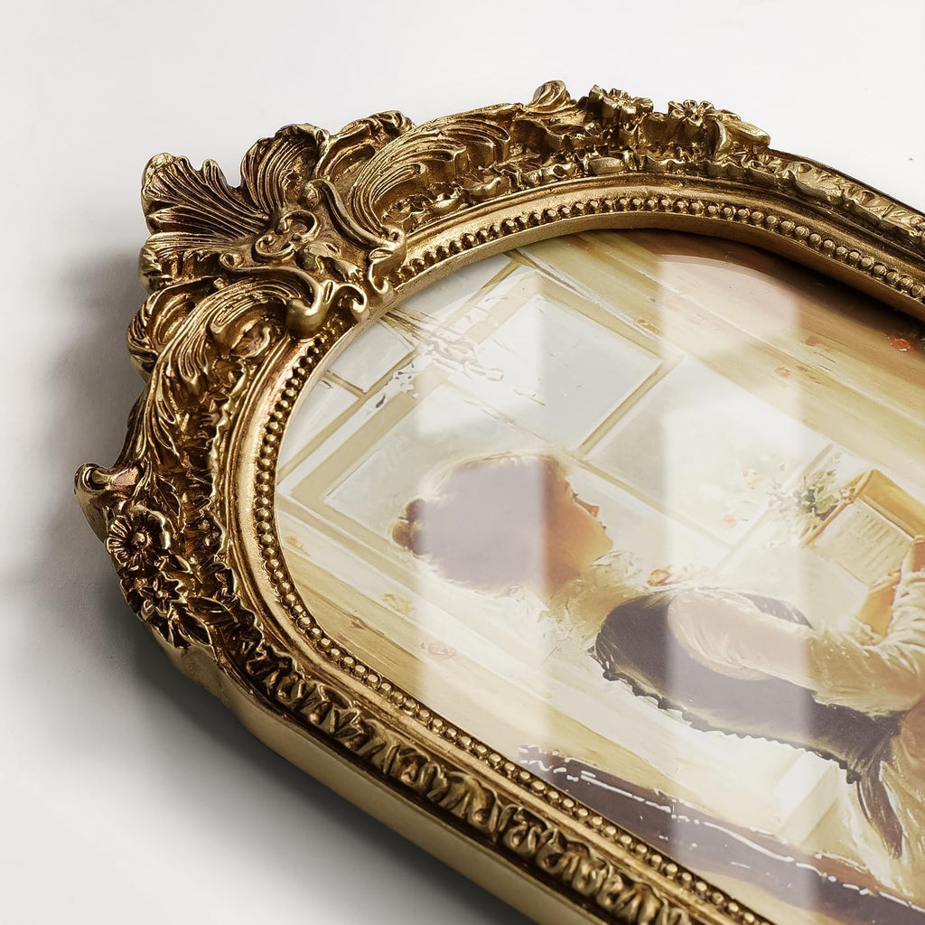 Vintage Picture Frames 5x7 Gold Frame, Arched Resin Photo Frame