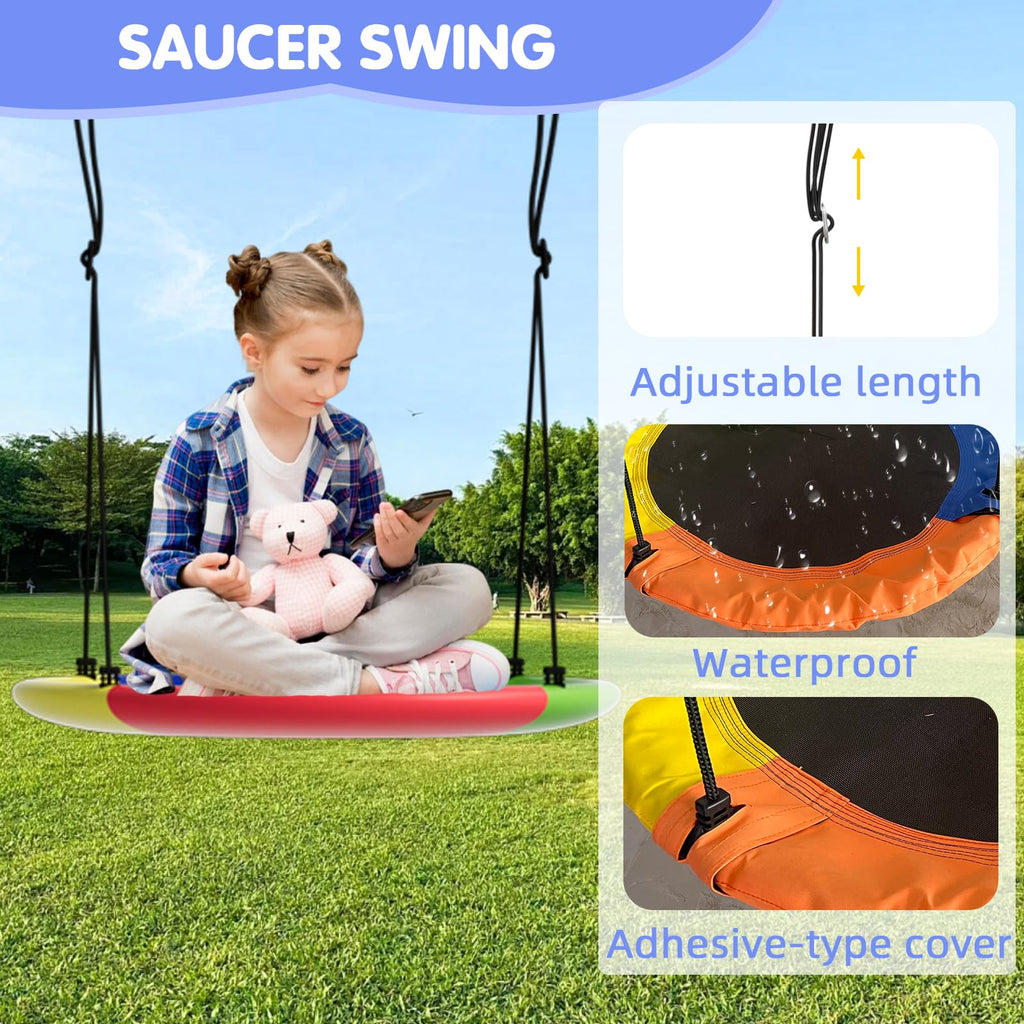 8-in-1 Kids Swing Sets for Backyard with Slide