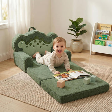 Kids Couch, in-1 Fold Out Comfy Chair, Large, Green Dinosaur