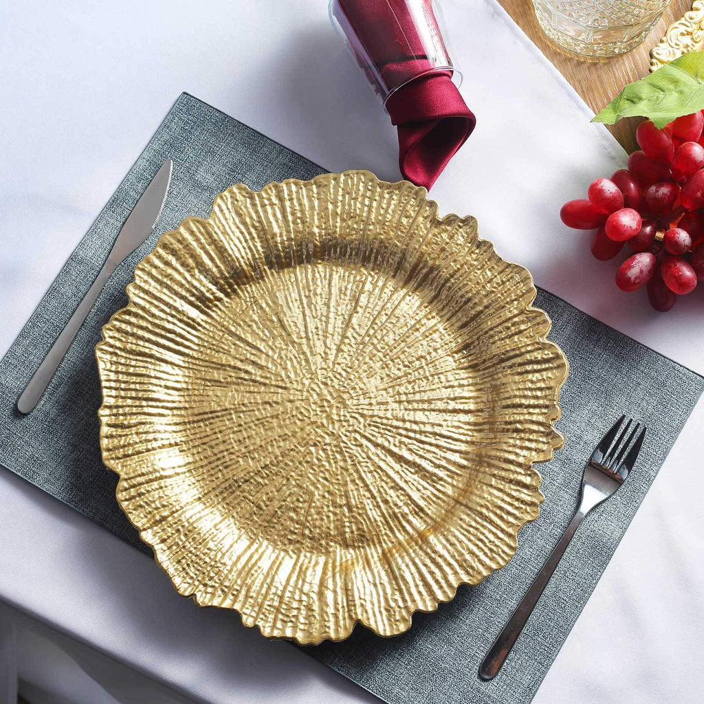 Gold Charger Plates - Plate Chargers for Dinner Plates - Wedding Reception Place Settings (6 Pack)