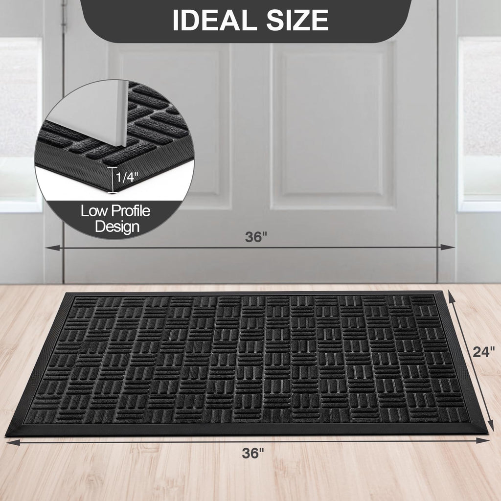 Front Door Mat Outdoor Entrance, 36" x 24" Heavy Duty Welcome Mat for Outdoor and Indoor, Waterproof Dirt Trapper