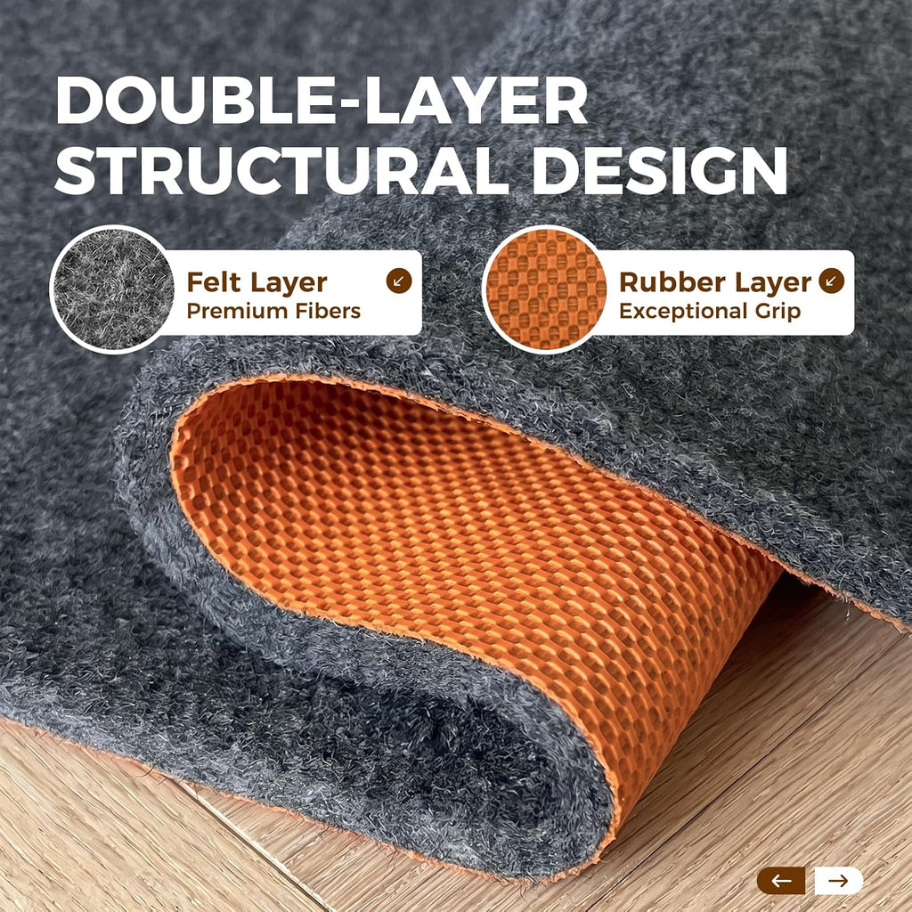 Rug Pad 9 x 12 Ft Non-Slip, Felt and Natural Rubber Backing, 1/4" Thick, Cushioned Gripper Pads, Keep Rugs in Place - Set of 108