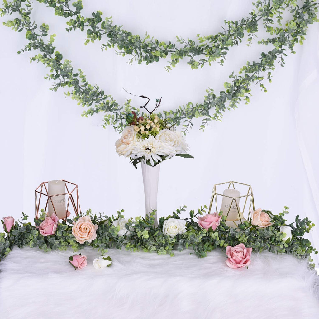 Faux Eucalyptus Garland Plant, 2 Pack Artificial Vines Hanging Eucalyptus Leaves Greenery Garland for Wedding - Set of 2