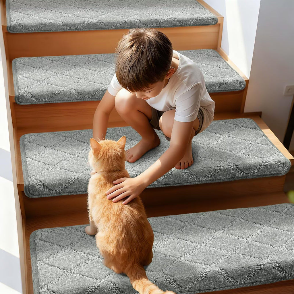 For Wooden Steps Bullnose Non-Slip Stair Runner, 14 Pcs