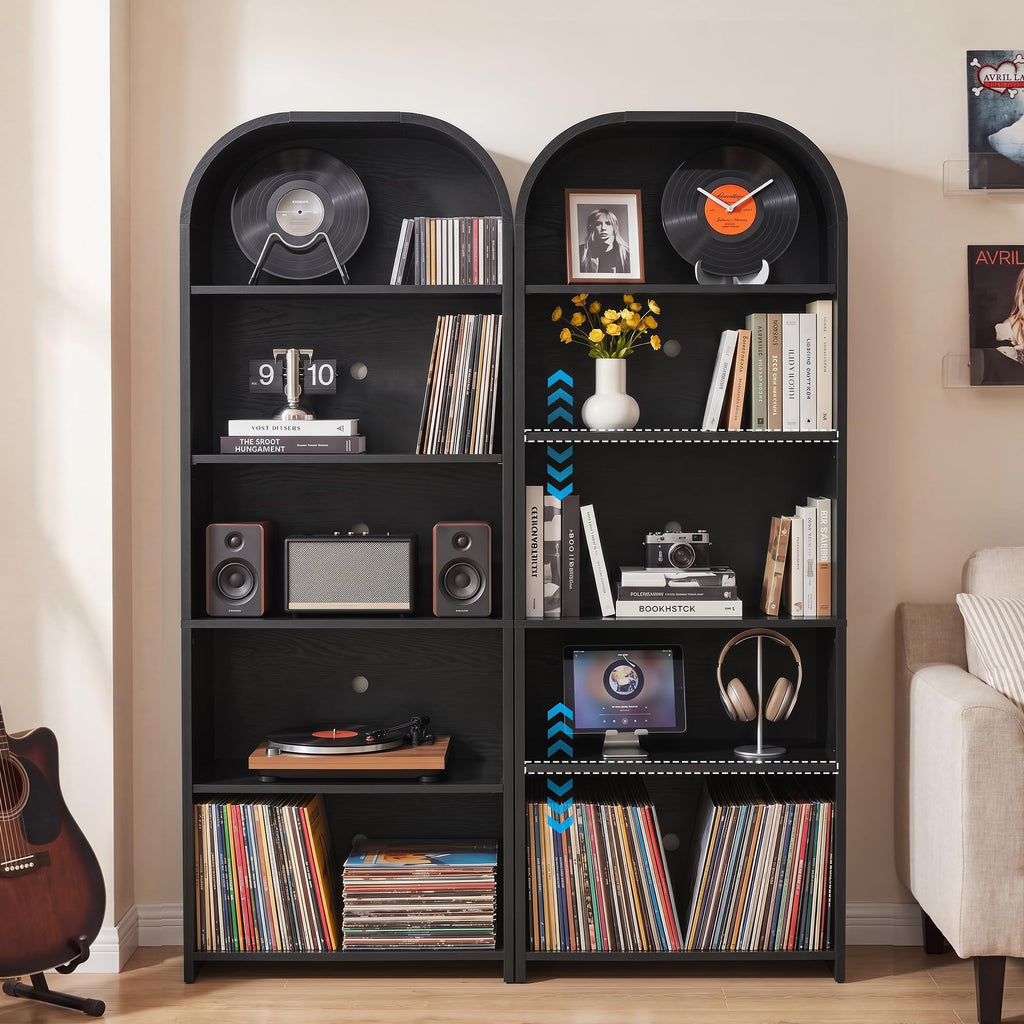 63'' Tall Record Player Stand, 5 Tier Large Record Player Storage Cabinet