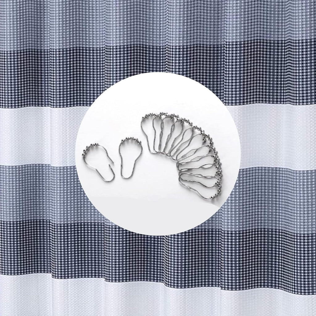 Waffle Weave Waterproof Shower Curtains, Navy 70" x 72", Bath Curtains, Shower Curtain Waterproof Fabric with 12