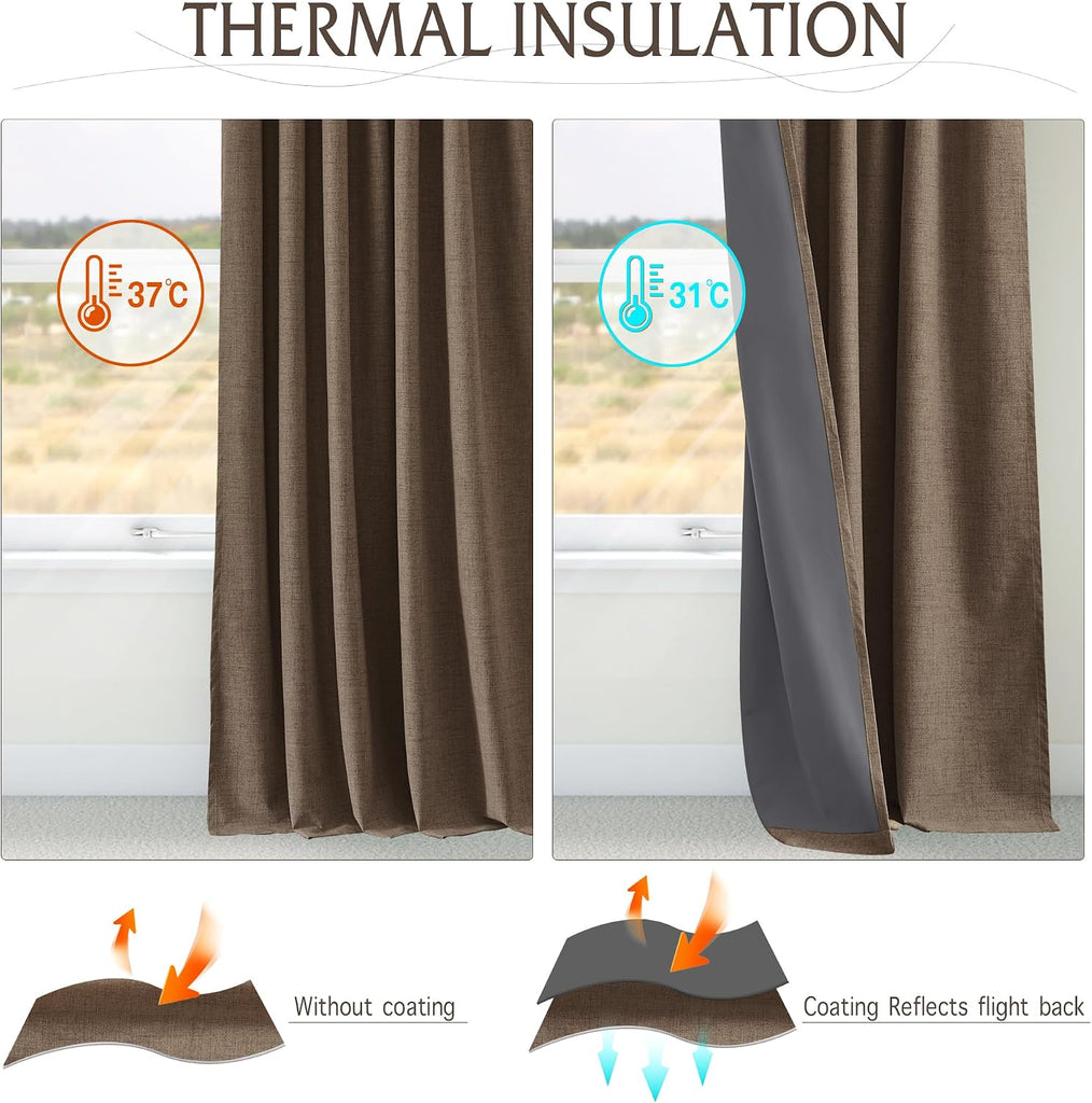 100% Blackout Polyester Textured Curtains (Set of 2 Panels)