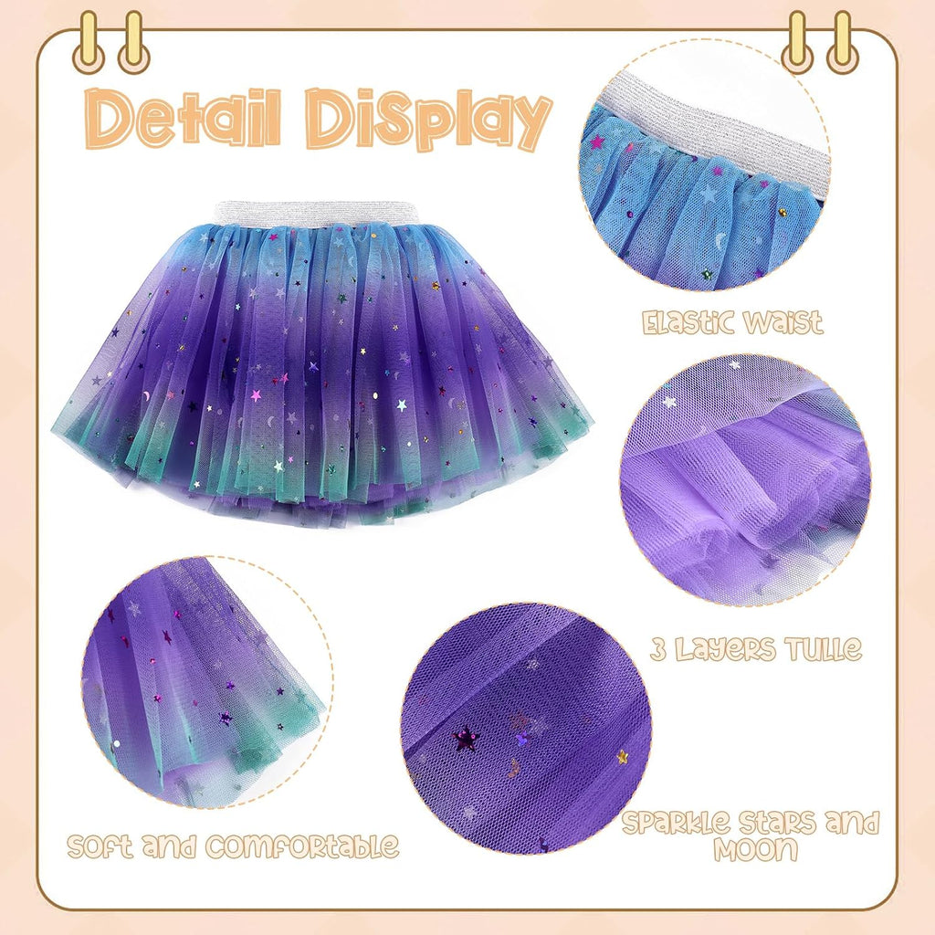 Girls Layered Rainbow Tutu Skirt Dance Dress Ruffle Tiered Clubwear