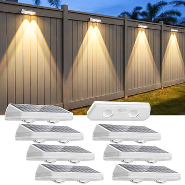 Solar Fence Lights Outdoor, 3000/4500/6000K 13 Mode, 8 Pack Fence Lights Solar Powered with Ultra-Bright Lens IP65