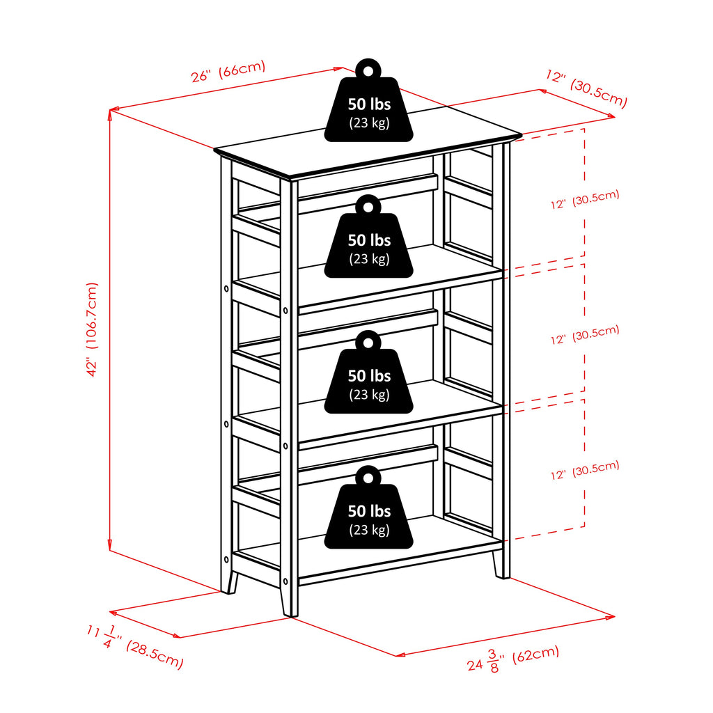 Studio 3-Tier Bookshelf, Honey Pine, 42"