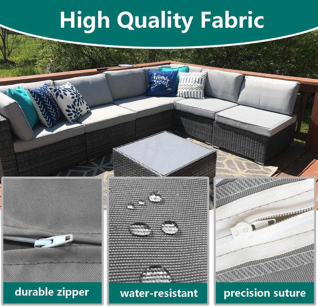 Deep Seating Patio Cushion Covers Replacement, 28x28x6, 28x13x6, Grey | Durable Outdoor Cushions Cover, 4Pcs Patio