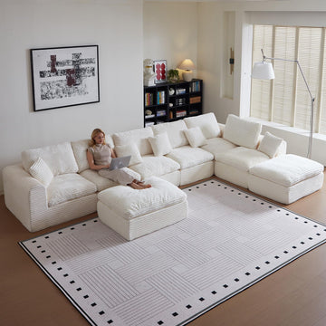 170" Large Cozy Sectional Couch, Couches, Beige, Soft