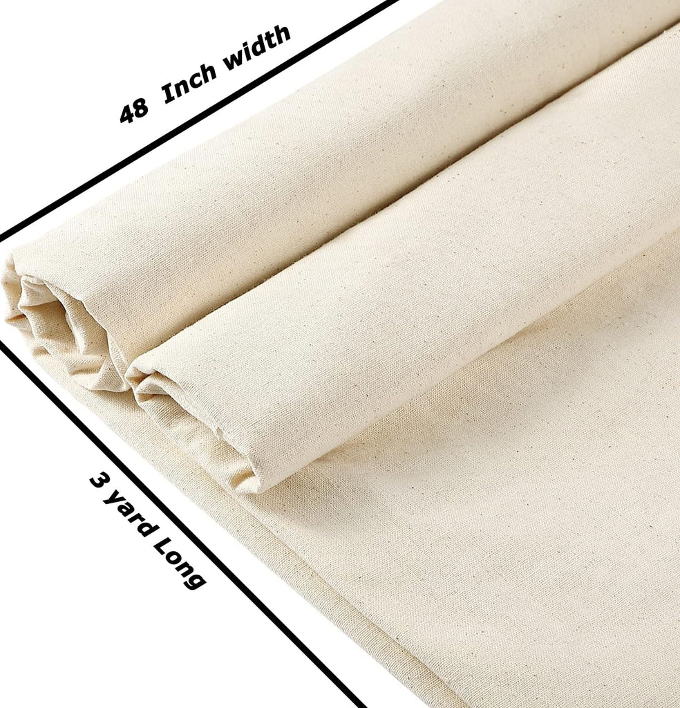 25 Yard Long, 100% Cotton Muslin Fabric 48" Inch Wide, Natural Unbleached Medium Weight Fabric Linen Textile for