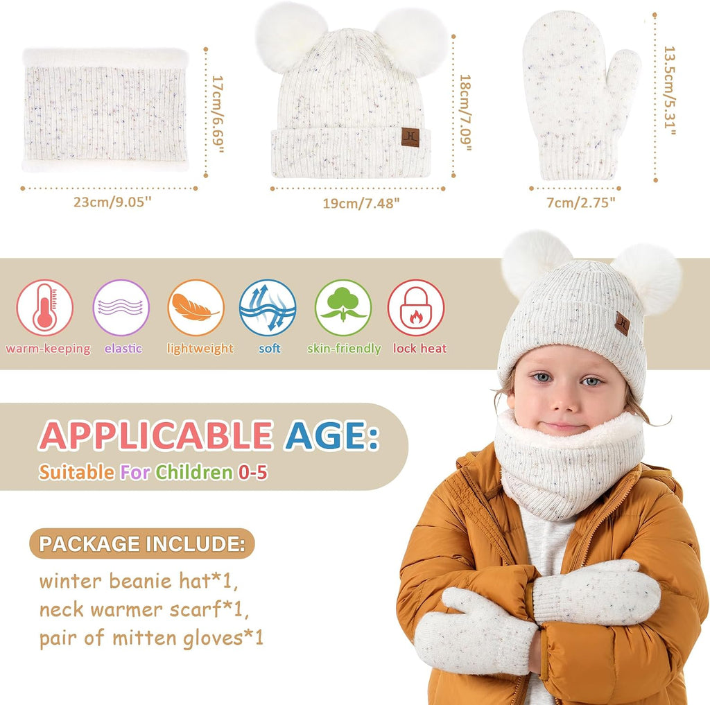 Kids Toddler Winter Hat and Gloves Wool Scarf for 0