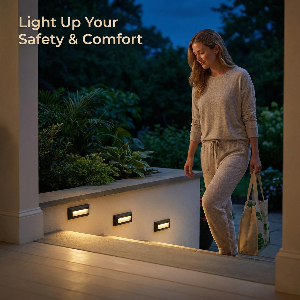 LED Outdoor Indoor Step Lights, Line Voltage 2W Landscape Stair Lights, 9Inch Non-dimmable 3000K IP65