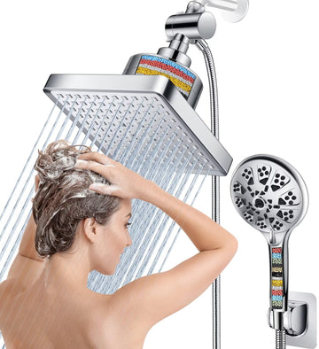 Dual Filtered Rain Shower Head Combo, 10 Modes Handheld with 6 inch Rainfall