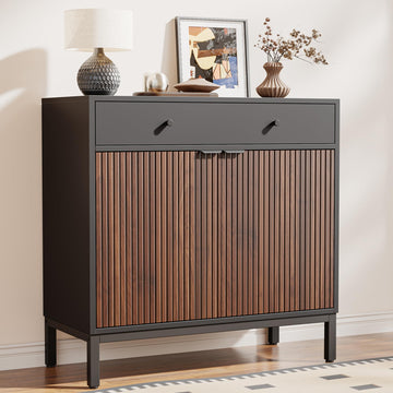 Sideboard Buffet Cabinet Storage, Modern Console Fluted Credenza