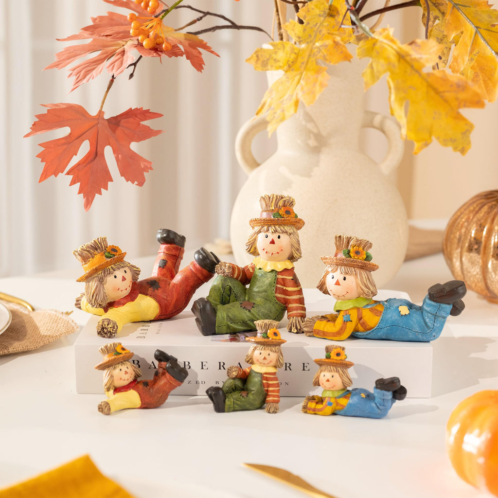 Scarecrow Fall Decorations, 3 Pcs Fall Decor for Table Indoor Outdoor, Resin Thanksgiving Decorations Garden