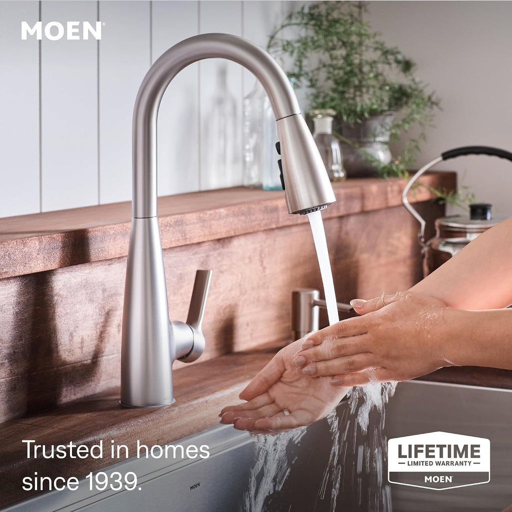 Haelyn Spot Resist Stainless Single-Handle Pull-Down Sprayer Kitchen Faucet Featuring Power Boost for a Faster Clean
