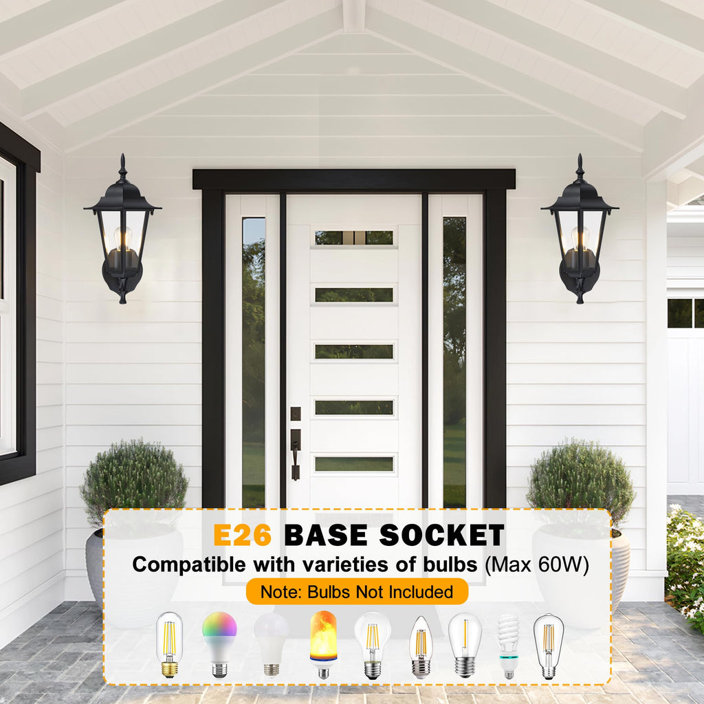 Outdoor Wall Lantern, Wall Sconce as Porch Lighting Fixture, E26 Base 60W Max, Aluminum Housing Plus Glass, Wet