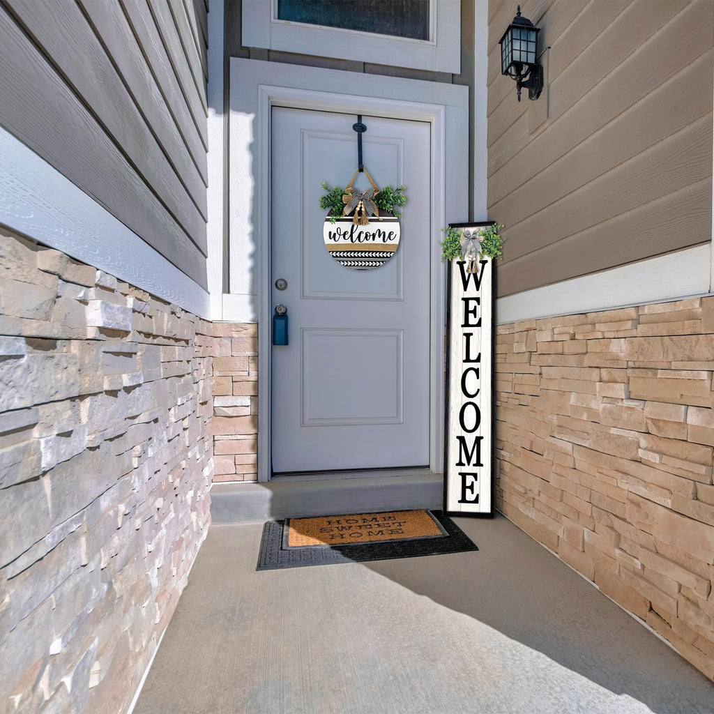 Welcome Sign for Front porch Standing 45"X9" Black
