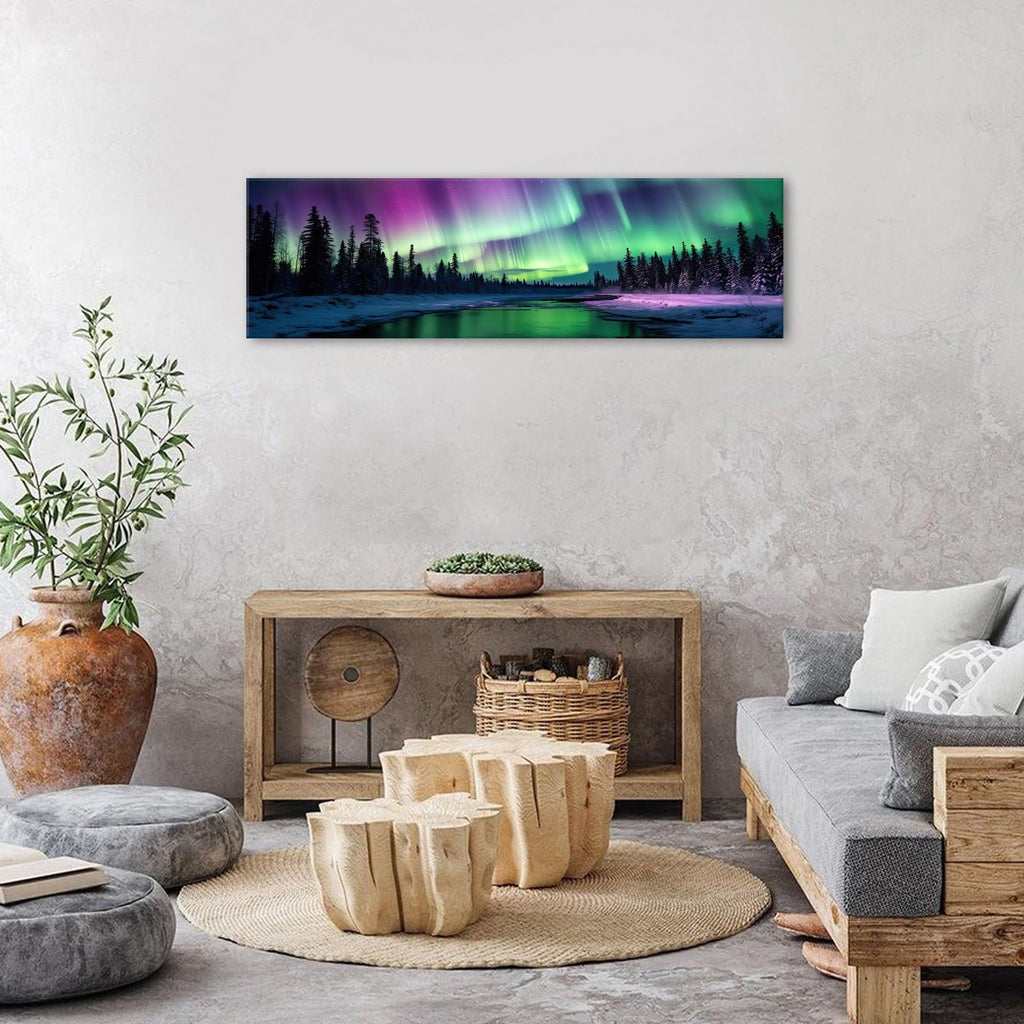 Northern Lights Wall Art Decor Aurora Forest Pictures Wall Decor Aurora Borealis Landscape Canvas Prints Painting