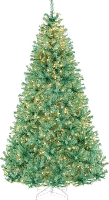 Pre-Lit Sage Green Christmas Tree, Full Artificial Holiday Decoration w/ 2,000 Branch Tips, 900 Lights, Foldable